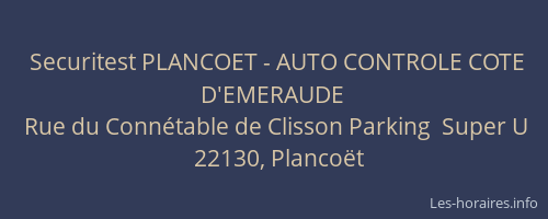 Securitest PLANCOET - AUTO CONTROLE COTE D'EMERAUDE