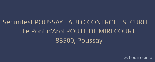 Securitest POUSSAY - AUTO CONTROLE SECURITE