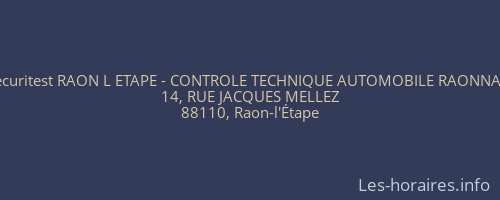 Securitest RAON L ETAPE - CONTROLE TECHNIQUE AUTOMOBILE RAONNAIS