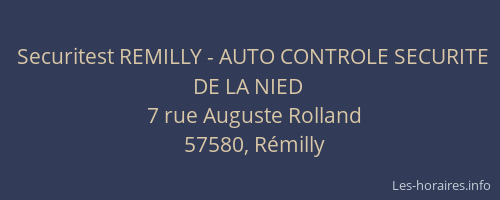 Securitest REMILLY - AUTO CONTROLE SECURITE DE LA NIED