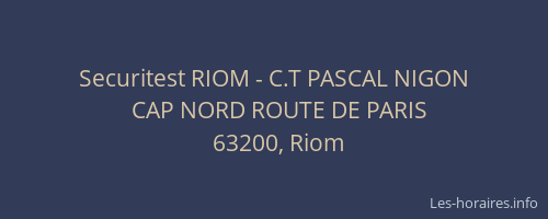 Securitest RIOM - C.T PASCAL NIGON