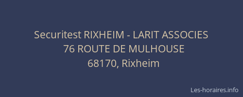 Securitest RIXHEIM - LARIT ASSOCIES
