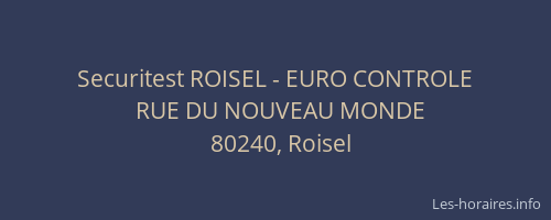 Securitest ROISEL - EURO CONTROLE
