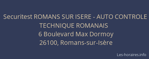 Securitest ROMANS SUR ISERE - AUTO CONTROLE TECHNIQUE ROMANAIS