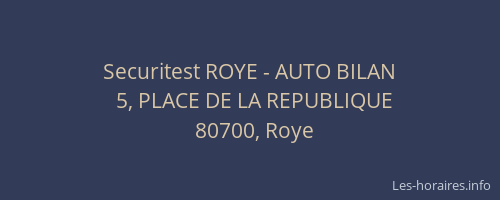 Securitest ROYE - AUTO BILAN