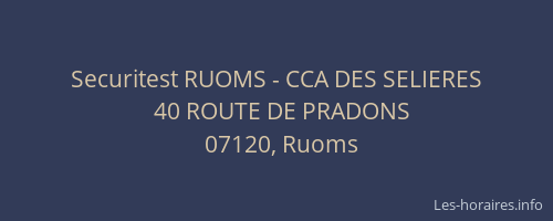 Securitest RUOMS - CCA DES SELIERES