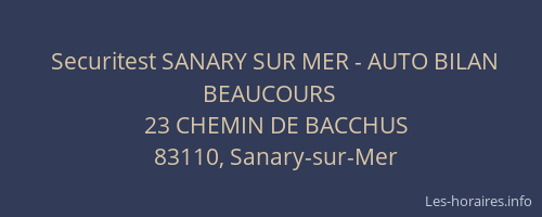 Securitest SANARY SUR MER - AUTO BILAN BEAUCOURS