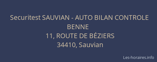 Securitest SAUVIAN - AUTO BILAN CONTROLE BENNE