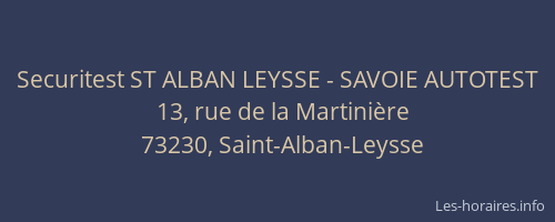 Securitest ST ALBAN LEYSSE - SAVOIE AUTOTEST