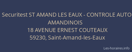Securitest ST AMAND LES EAUX - CONTROLE AUTO AMANDINOIS