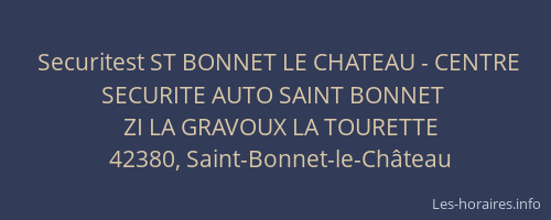 Securitest ST BONNET LE CHATEAU - CENTRE SECURITE AUTO SAINT BONNET