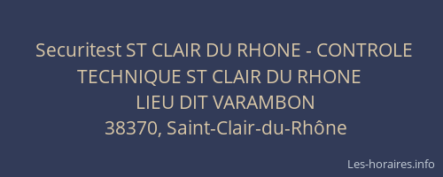 Securitest ST CLAIR DU RHONE - CONTROLE TECHNIQUE ST CLAIR DU RHONE