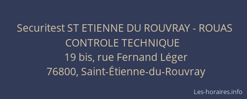 Securitest ST ETIENNE DU ROUVRAY - ROUAS CONTROLE TECHNIQUE