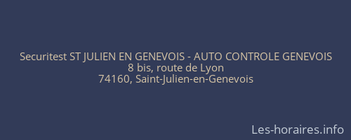 Securitest ST JULIEN EN GENEVOIS - AUTO CONTROLE GENEVOIS