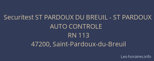 Securitest ST PARDOUX DU BREUIL - ST PARDOUX AUTO CONTROLE