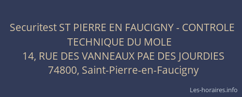 Securitest ST PIERRE EN FAUCIGNY - CONTROLE TECHNIQUE DU MOLE