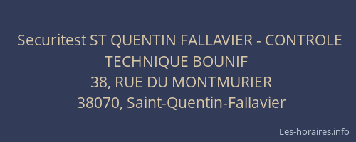 Securitest ST QUENTIN FALLAVIER - CONTROLE TECHNIQUE BOUNIF