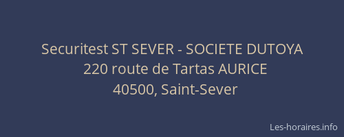 Securitest ST SEVER - SOCIETE DUTOYA