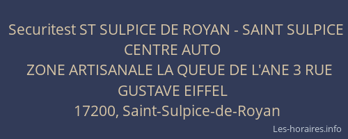 Securitest ST SULPICE DE ROYAN - SAINT SULPICE CENTRE AUTO