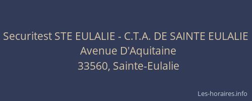 Securitest STE EULALIE - C.T.A. DE SAINTE EULALIE