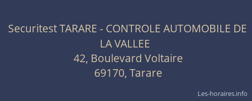 Securitest TARARE - CONTROLE AUTOMOBILE DE LA VALLEE