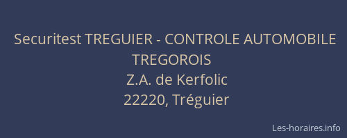 Securitest TREGUIER - CONTROLE AUTOMOBILE TREGOROIS