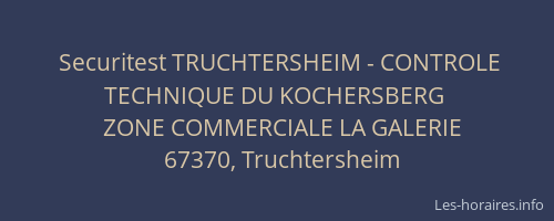 Securitest TRUCHTERSHEIM - CONTROLE TECHNIQUE DU KOCHERSBERG