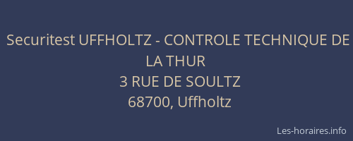 Securitest UFFHOLTZ - CONTROLE TECHNIQUE DE LA THUR