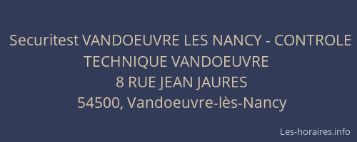 Securitest VANDOEUVRE LES NANCY - CONTROLE TECHNIQUE VANDOEUVRE
