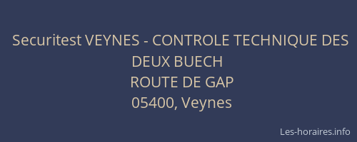 Securitest VEYNES - CONTROLE TECHNIQUE DES DEUX BUECH