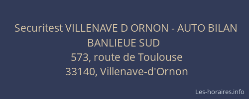 Securitest VILLENAVE D ORNON - AUTO BILAN BANLIEUE SUD