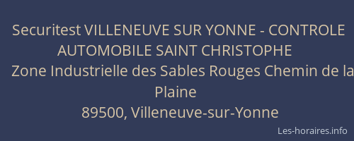 Securitest VILLENEUVE SUR YONNE - CONTROLE AUTOMOBILE SAINT CHRISTOPHE