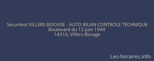Securitest VILLERS BOCAGE - AUTO BILAN CONTROLE TECHNIQUE