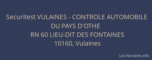 Securitest VULAINES - CONTROLE AUTOMOBILE DU PAYS D'OTHE
