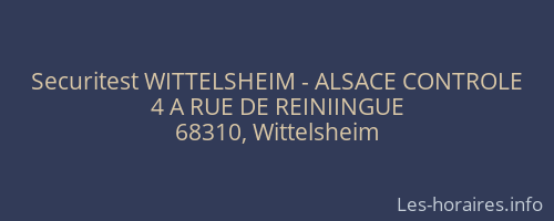 Securitest WITTELSHEIM - ALSACE CONTROLE