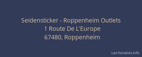 Seidensticker - Roppenheim Outlets