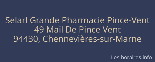 Selarl Grande Pharmacie Pince-Vent