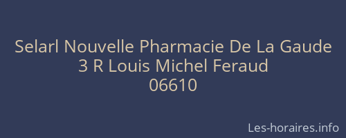 Selarl Nouvelle Pharmacie De La Gaude