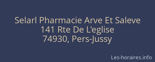 Selarl Pharmacie Arve Et Saleve