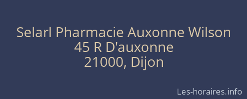 Selarl Pharmacie Auxonne Wilson