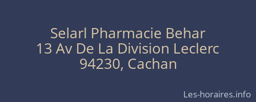 Selarl Pharmacie Behar