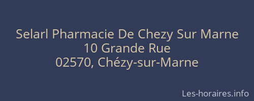 Selarl Pharmacie De Chezy Sur Marne