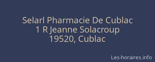 Selarl Pharmacie De Cublac