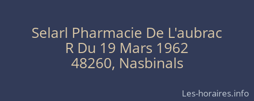 Selarl Pharmacie De L'aubrac