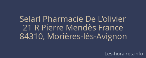 Selarl Pharmacie De L'olivier