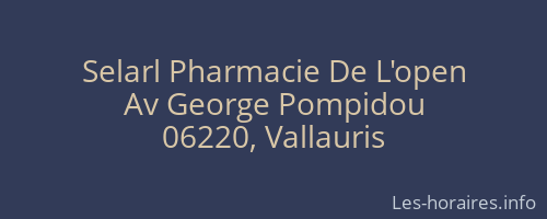 Selarl Pharmacie De L'open