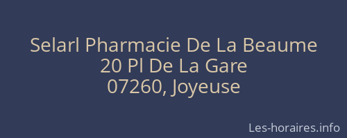 Selarl Pharmacie De La Beaume