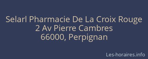 Selarl Pharmacie De La Croix Rouge