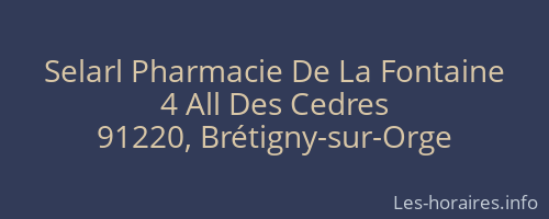 Selarl Pharmacie De La Fontaine