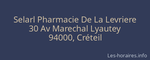 Selarl Pharmacie De La Levriere